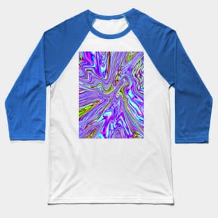 Multicolored Fluid Paint Pour Psychedelic Pattern Baseball T-Shirt